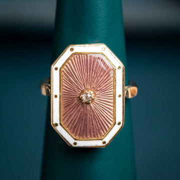 9ct yellow gold Enamel diamond ring