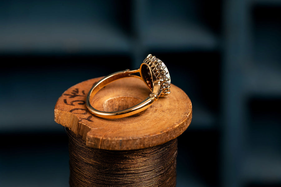 Opal and Diamond Cluster Ring