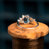 18ct Aquamarine and Diamond Art Deco Style Ring