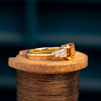 18ct Yellow/Orange Sapphire and Diamond Art Deco Style Ring