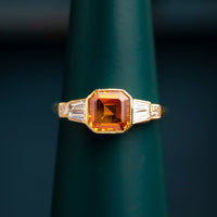 18ct Yellow/Orange Sapphire and Diamond Art Deco Style Ring