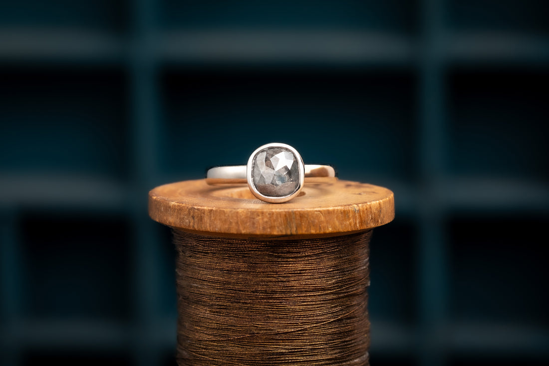 Platinum 1.10ct Salt and Pepper Diamond Soliitaire Ring