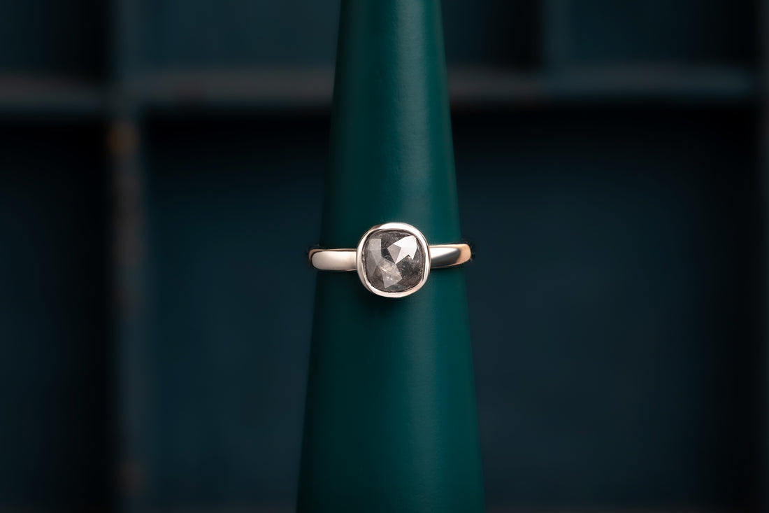 Platinum 1.10ct Salt and Pepper Diamond Soliitaire Ring