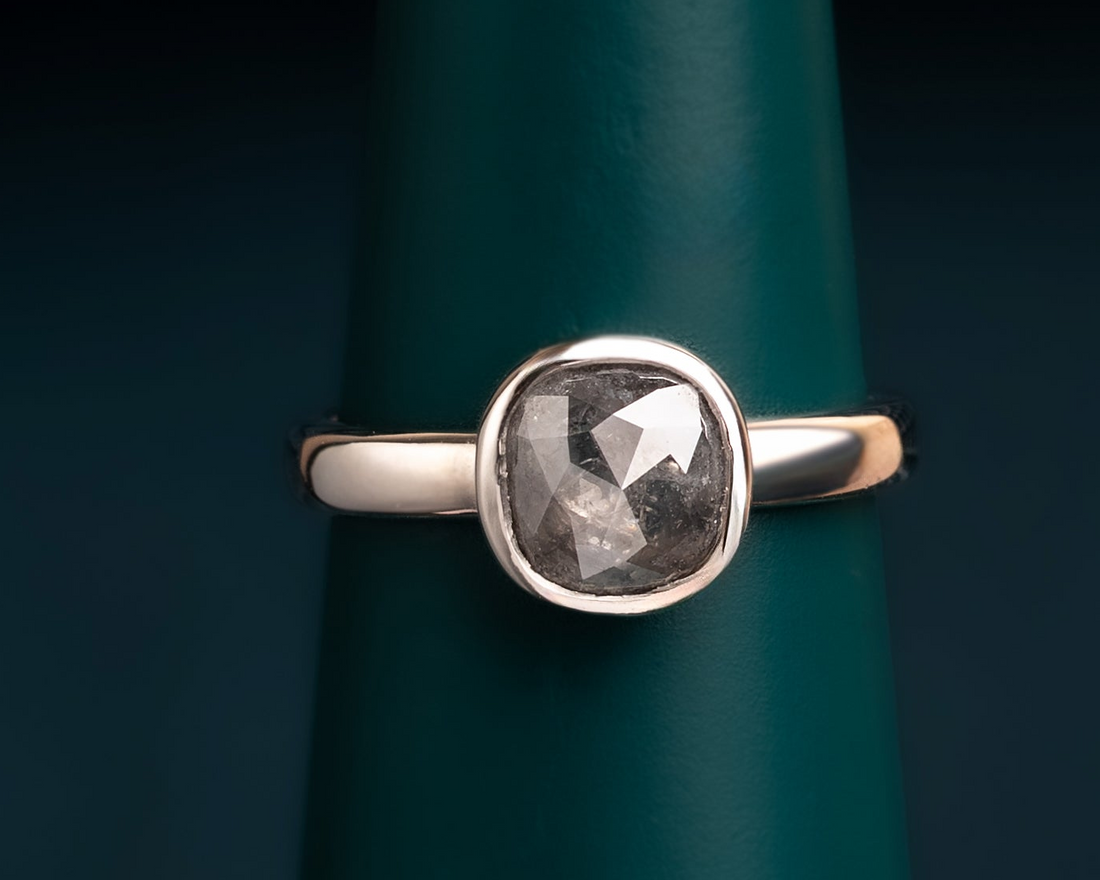 Platinum 1.10ct Salt and Pepper Diamond Soliitaire Ring
