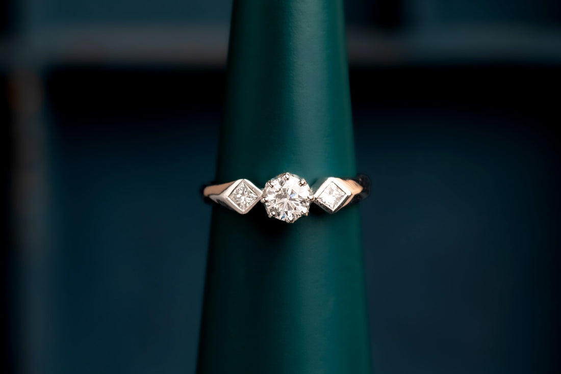 18ct White Gold 0.50ct and 0.21ct Diamond Solitaire Ring