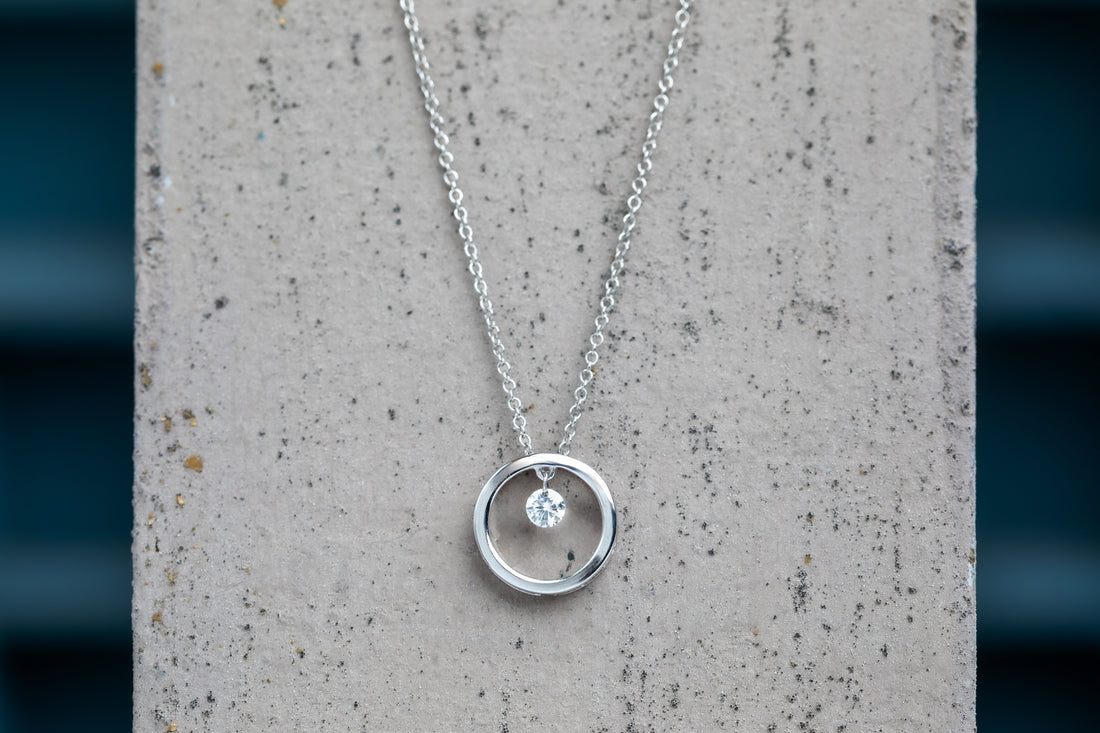 9ct White Gold Diamond Circle Pendant