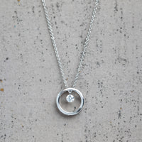 9ct White Gold Diamond Circle Pendant