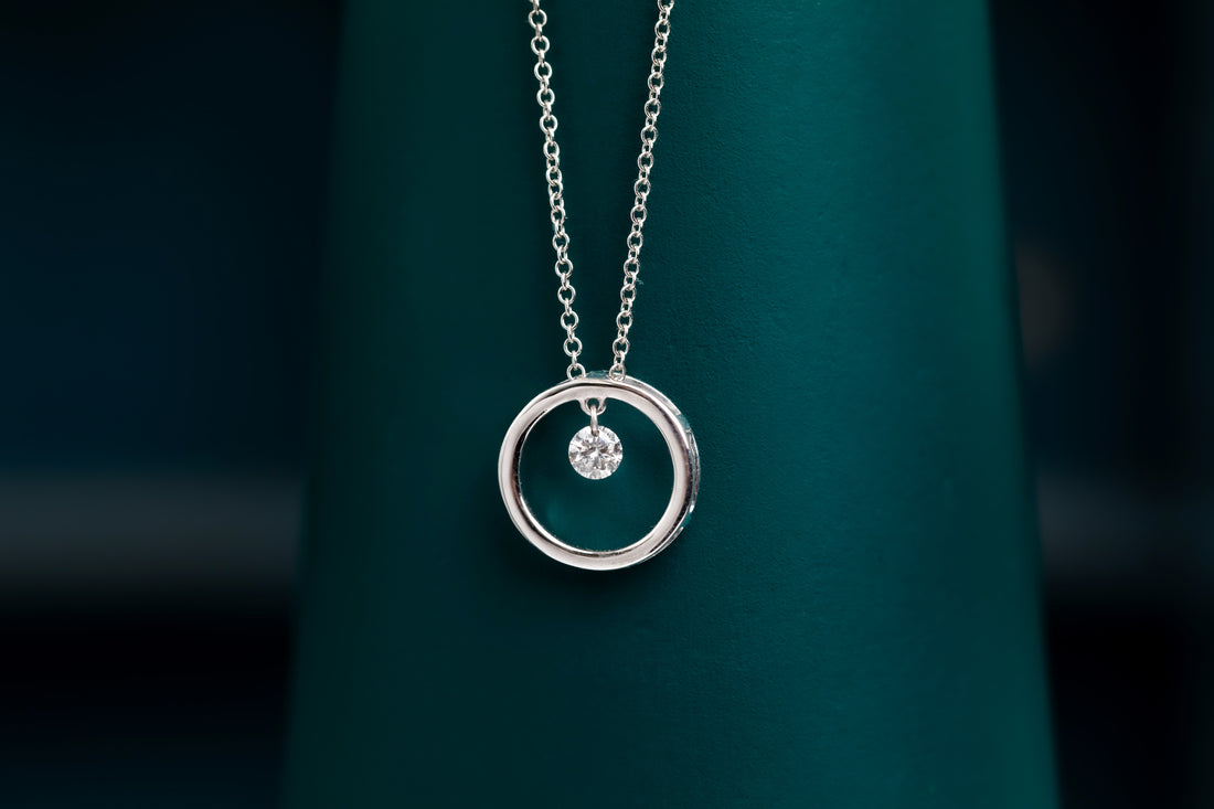 9ct White Gold Diamond Circle Pendant