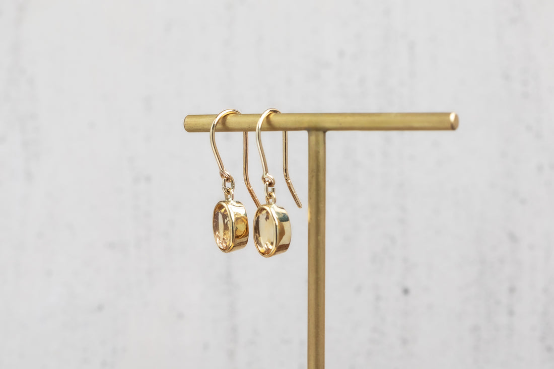 9ct Yellow Gold Citrine Drop Earrings