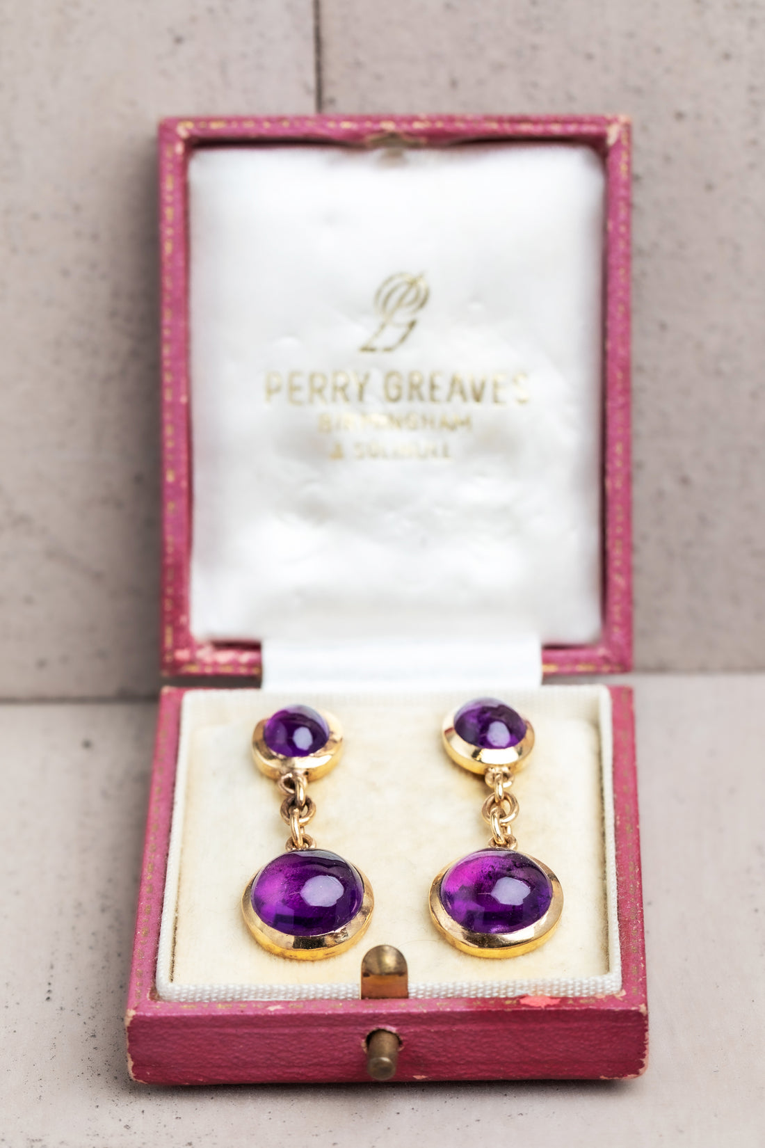 9ct Yellow Gold Amethyst Drop Earrings