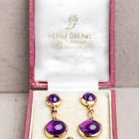 9ct Yellow Gold Amethyst Drop Earrings