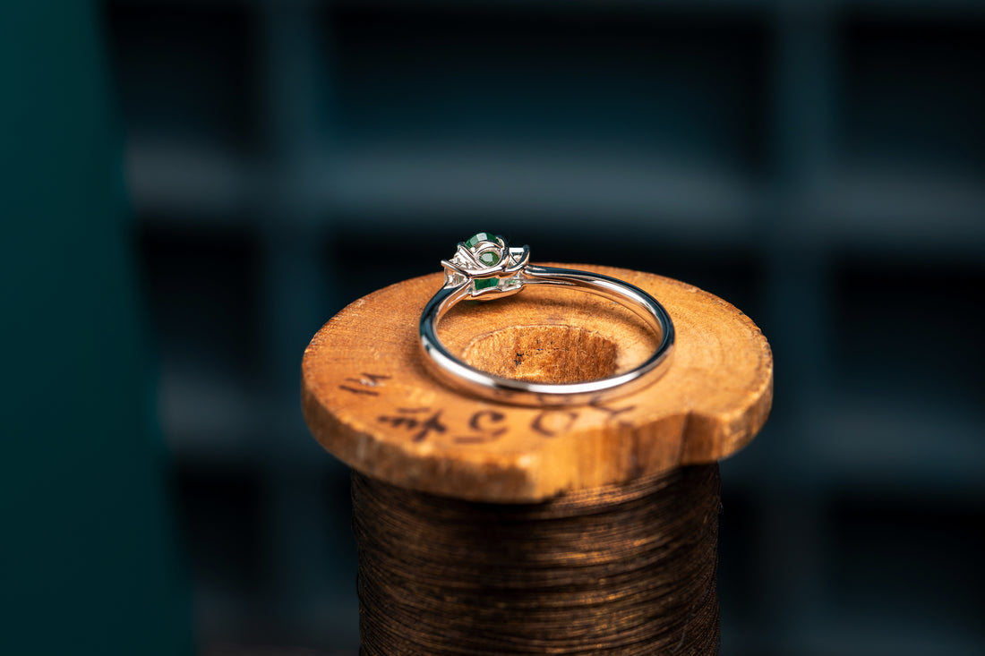 9ct White Gold Emerald and Diamond Ring