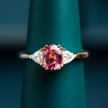 Platinum and 18ct Gold Padparadscha Sapphire Ring