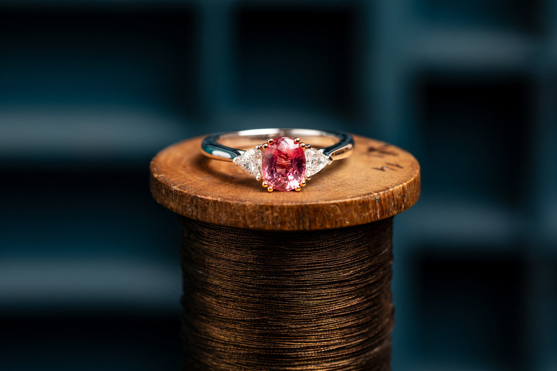 Platinum and 18ct Gold Padparadscha Sapphire Ring
