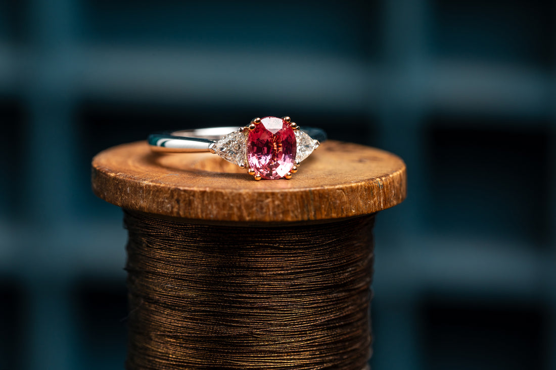 Platinum and 18ct Gold Padparadscha Sapphire Ring
