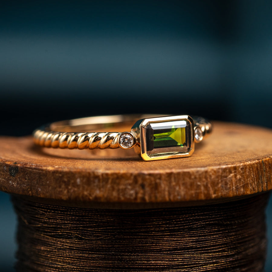 9ct Tourmaline and Diamond Ring