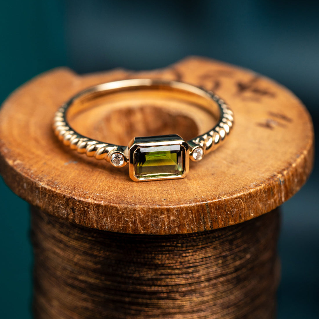 9ct Tourmaline and Diamond Ring