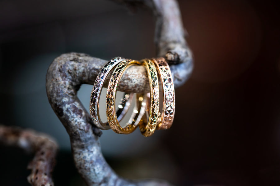 Orange Blossom Engraved  Rings