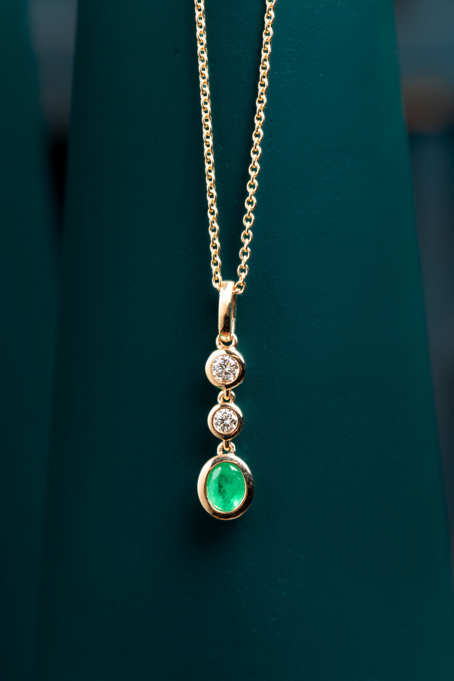 Diamond and Emerald Drop Pendant