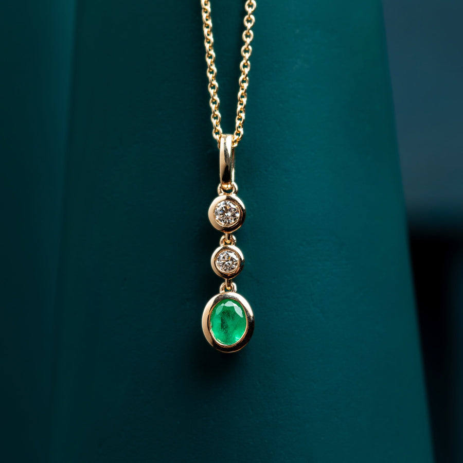 Diamond and Emerald Drop Pendant