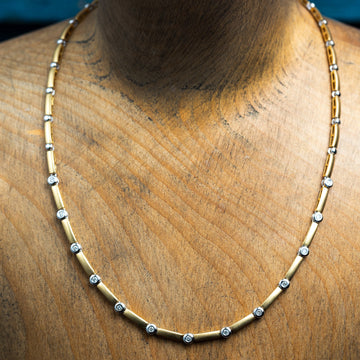 18ct Yellow and White Gold Diamond Necklace