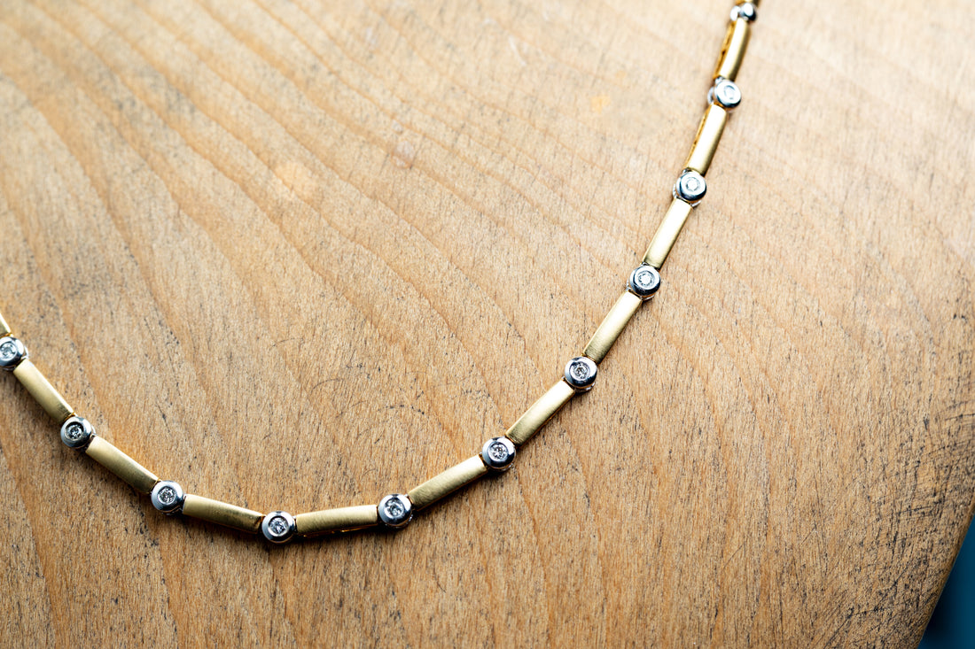18ct Yellow and White Gold Diamond Necklace