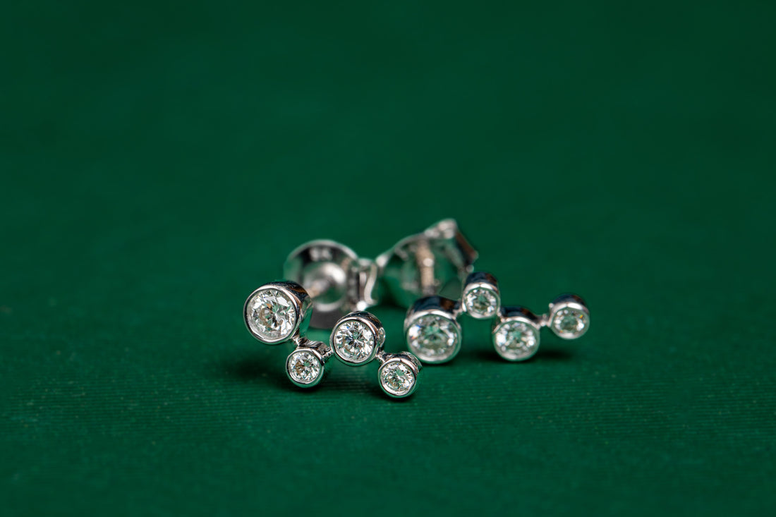 9ct white gold diamond scatter stud earrings