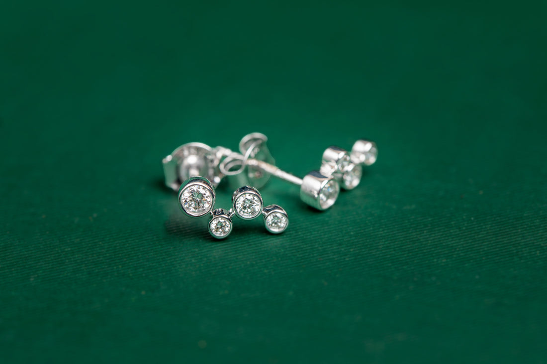9ct white gold diamond scatter stud earrings