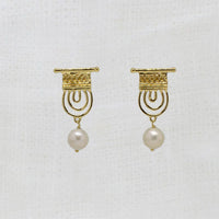 Gold Vermeil Art Nouveau inspired Pearl stud Earrings