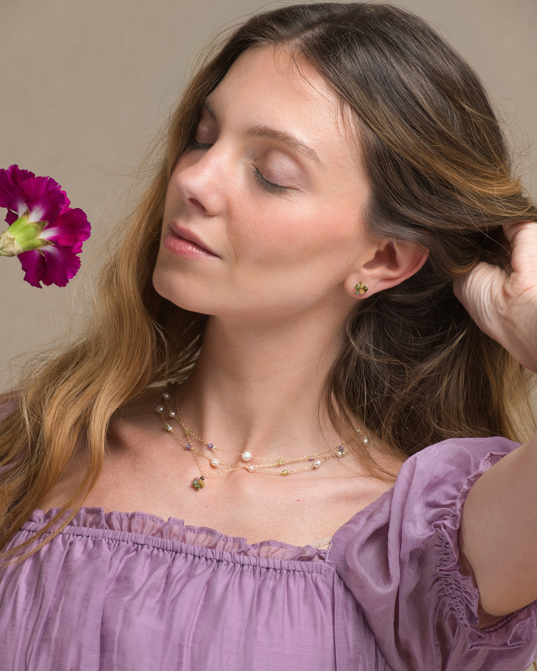 Jardin no. 28-Dainty Tourmaline Flower Earrings