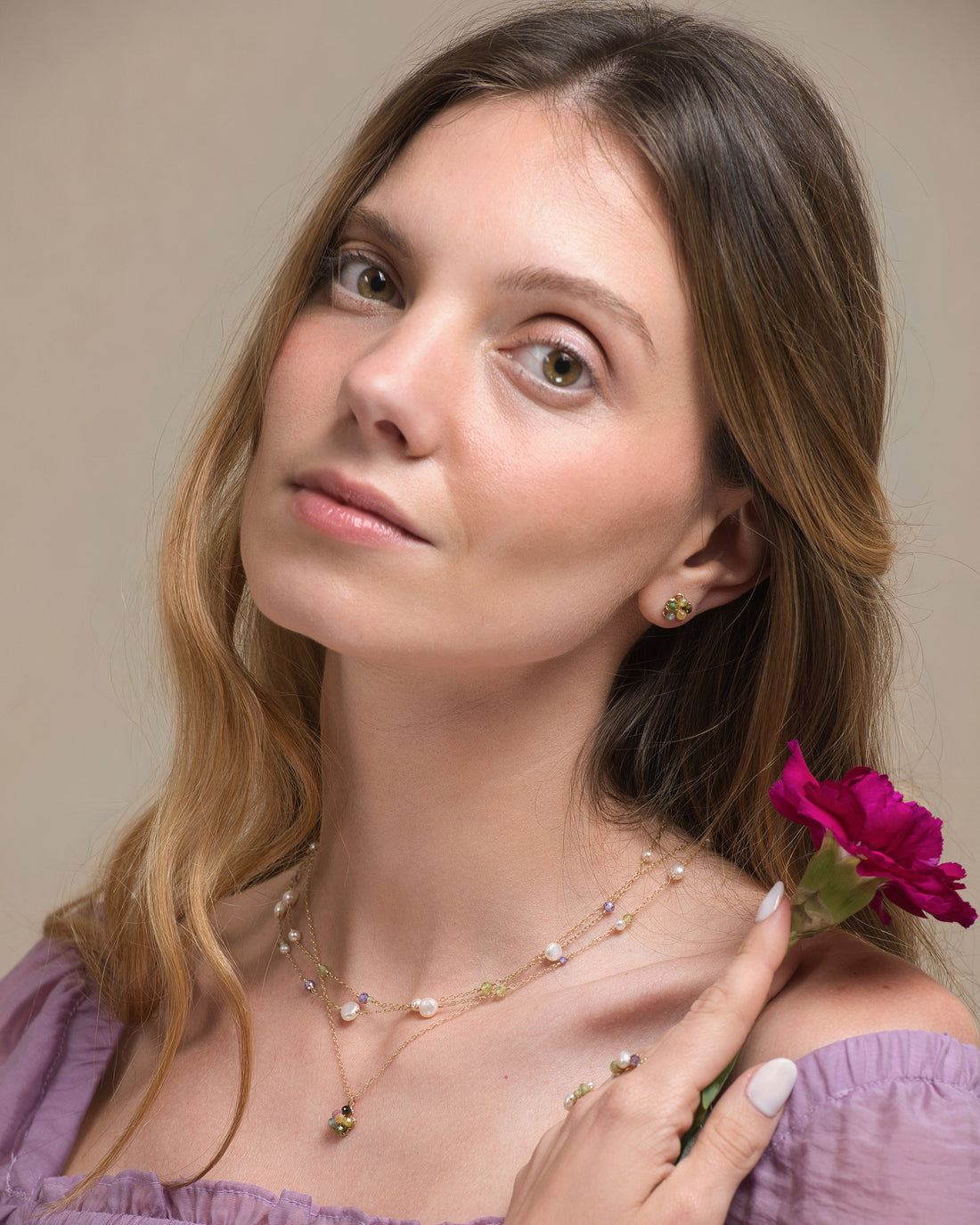 Jardin no. 28-Dainty Tourmaline Flower Earrings