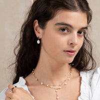 Eclosion no 4- 9ct Green Tourmaline Cluster and Pearl Drop Earrings