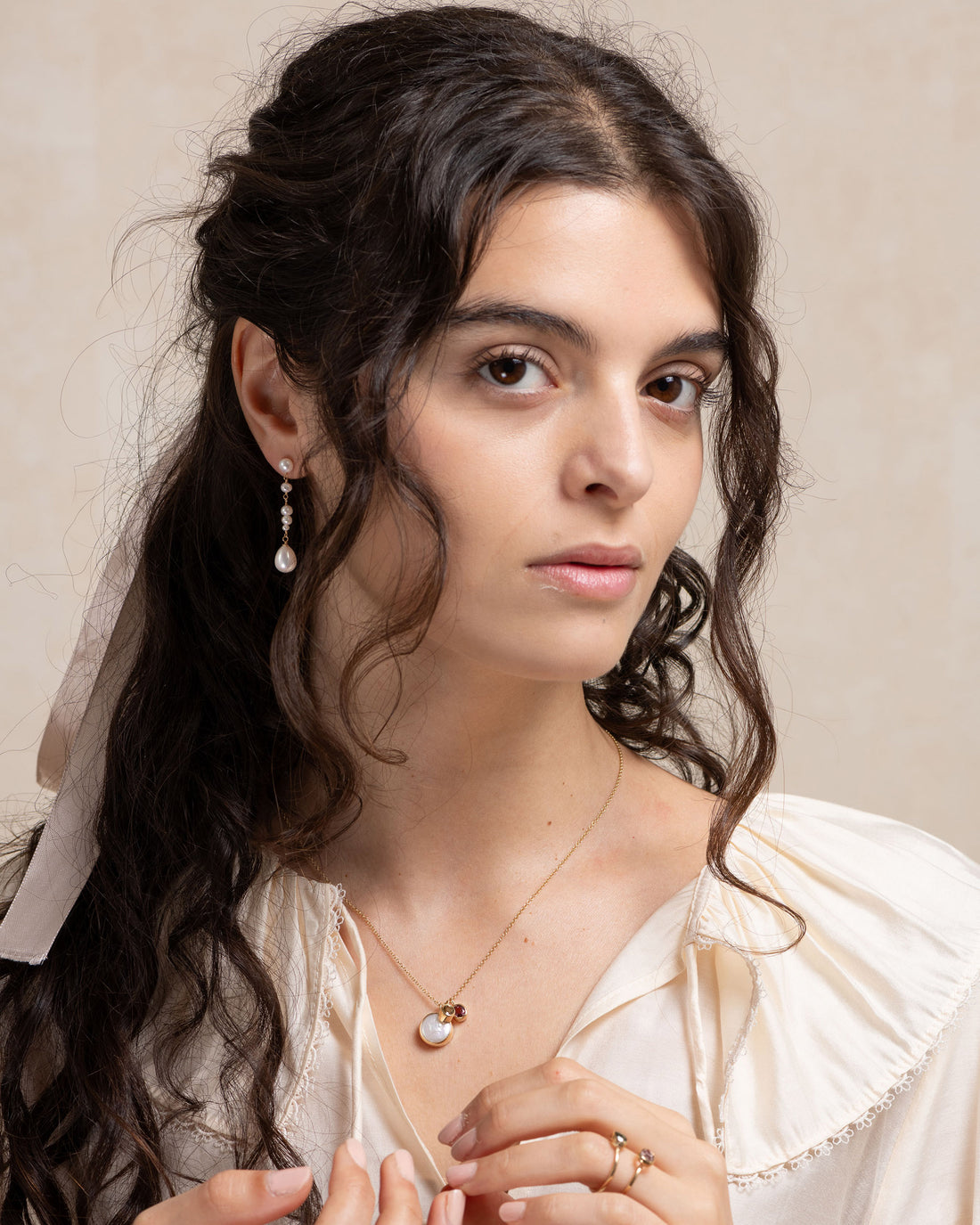 Heritage no 15- 9ct Asymetrical Pearl Drop Earrings