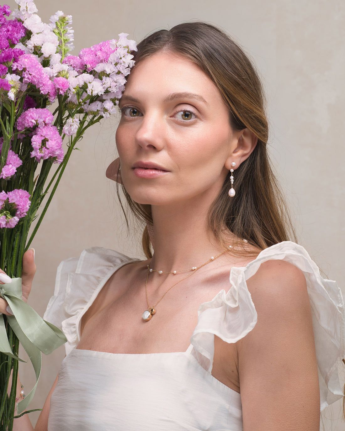 Heritage no 15- 9ct Asymetrical Pearl Drop Earrings