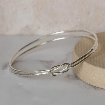Silver Double Love Knot Bangle