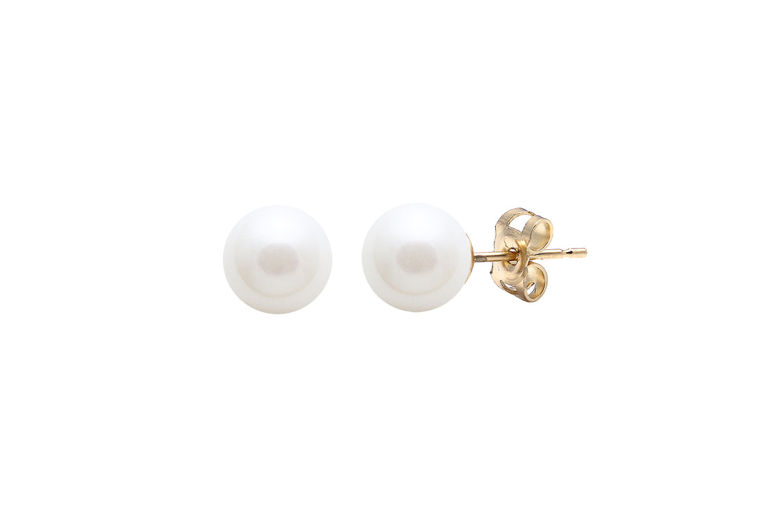 9ct Yellow Gold 6-6.5mm Cultured Fresh Water Stud Earrings