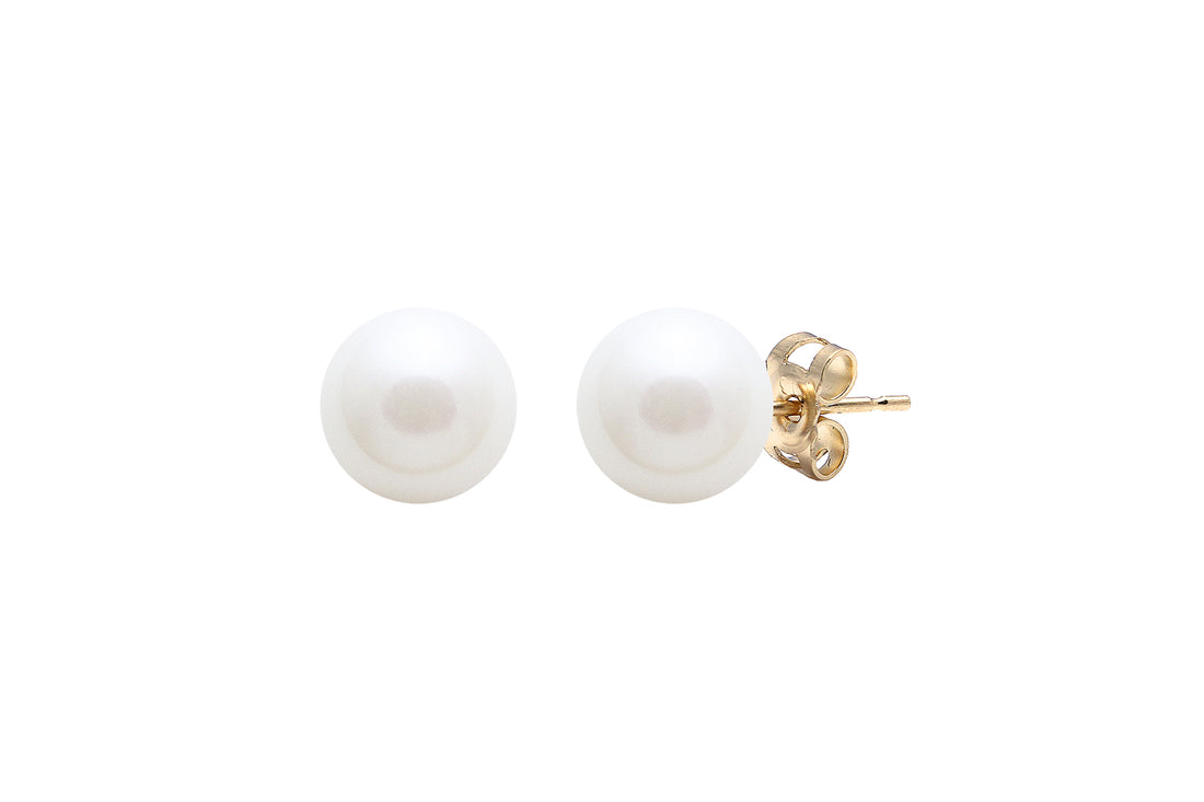9ct Yellow Gold 7-7.5mm  Cultured Fresh Water Pearl Stud Earrings