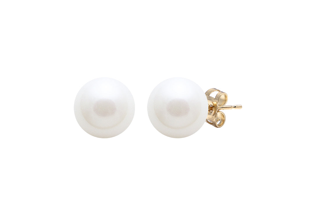 9ct Yellow Gold 8-8.5mm Cultured Fresh Water Pearl Stud Earrings