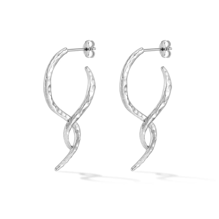 Entwined Large Double Twist Hoops Silver