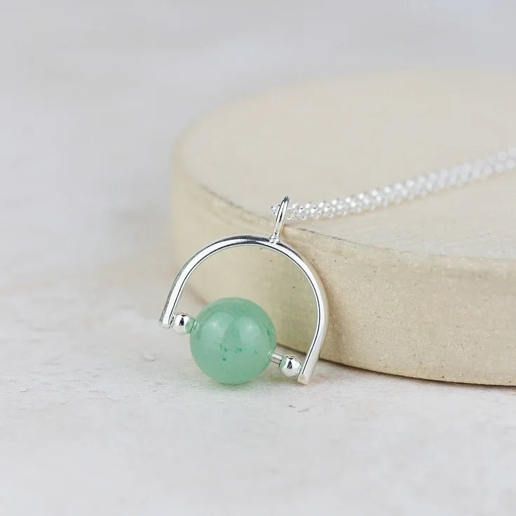 Sterling Silver Aventurine Bead Spinner Pendant
