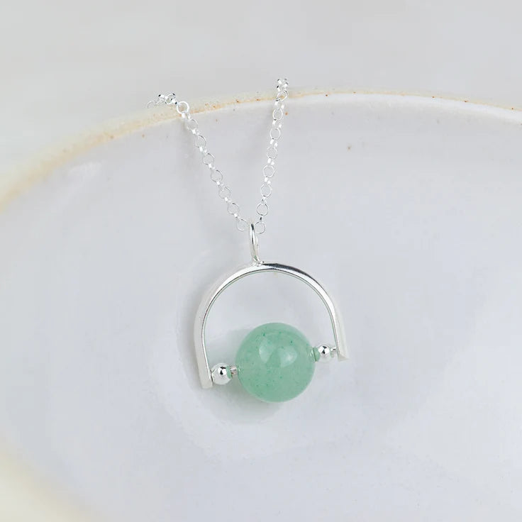 Sterling Silver Aventurine Bead Spinner Pendant