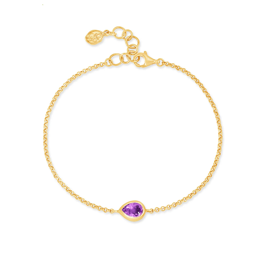 Gold Vermeil Amethyst Pear Chain Bracelet