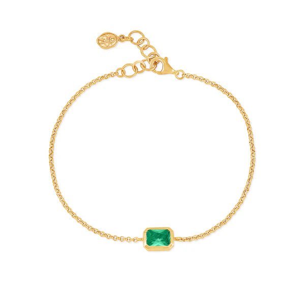 Gold Vermeil Green Garnet Oactagon Bracelet