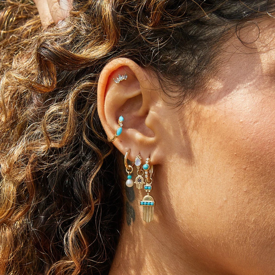 Hammered Huggie Hoop Earring 9ct Gold
