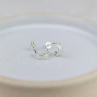 Sterling Silver Lace Hoop Earrings - Huggie
