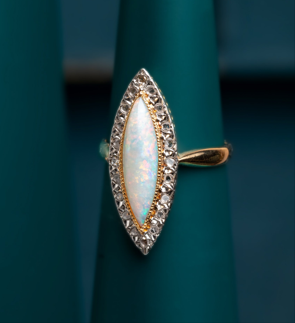 18ct Opal Navette Ring