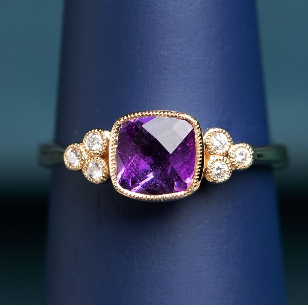 Amethyst and Diamond Ring