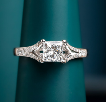 Platinum princess cut diamond solitaire Ring