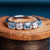 Aquamarine and Diamond band ring