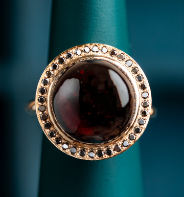 Garnet and Black Diamond ring